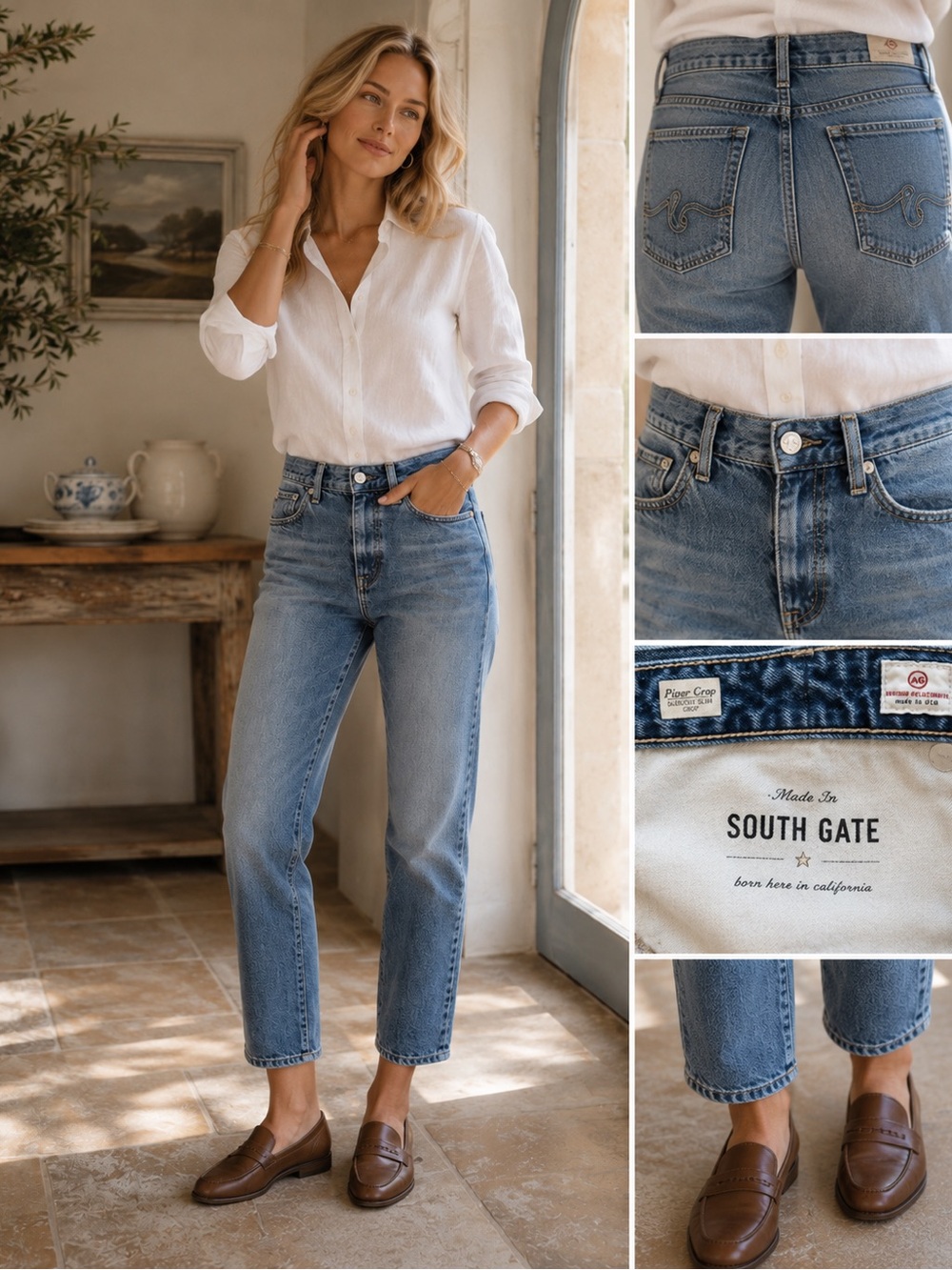 AG Adriano Goldschmied River Crop Slouchy Slim Jeans – Size 26R